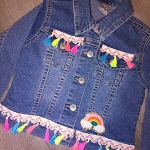 Kids Denim Jacket with Colorful Tassels